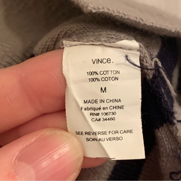 Vince Gray and Black Striped Sweater Tunic Length Tank Top Size Medium M - Picture 5 of 6